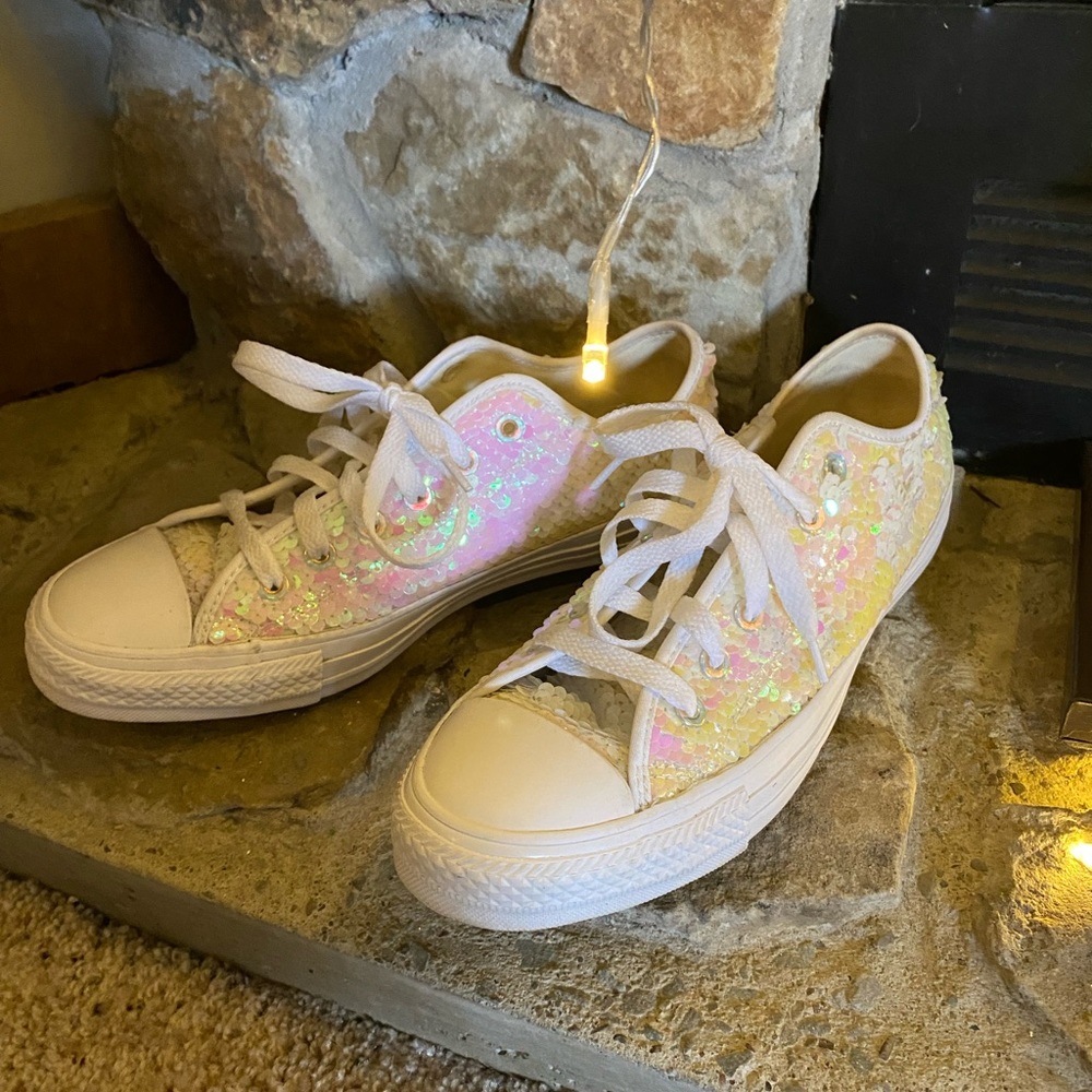 Iridescent sequin converse